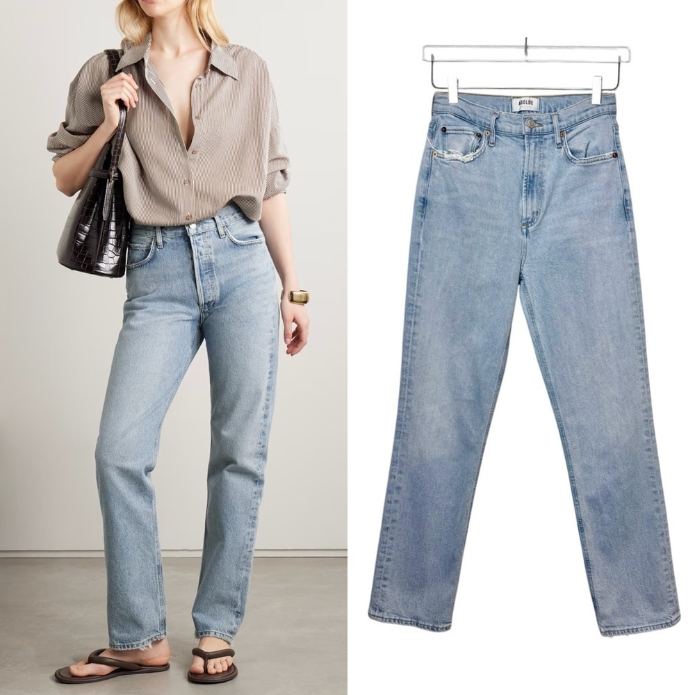 AGOLDE Stovepipe High Rise Straight Leg Light Wash Jeans Size 26 - Picture 13 of 13